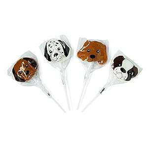Fun Express Dog Shaped Suckers - 12 Individually Wrapped Puppy Lollipops - Party Favors and Candy