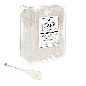 Candy Envy - White Cafe Rock Candy Sugar Sticks - 36 Pack - Individually Wrapped