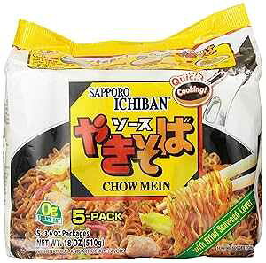 Tb| Ă 5 18IX (6) Sapporo Ichiban Chow Mein Yakisoba, 5 Count, 18 Ounce (Pack of 6)