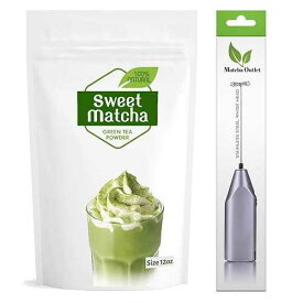 Matchaccino Sweet Matcha Latte Green Tea Powder Japanese Mix 12oz with Electric Milk Frother