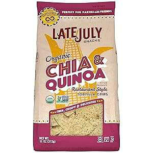 7{XibN XgX^C `ALkA geB[`bvXA11IX obOA9 pbN LATE JULY Snacks Restaurant Style Chia & Quinoa Tortilla Chips, 11 oz. Bag, Pack of 9
