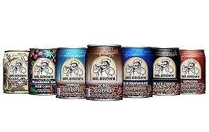 Mr. Brown Coffee Drink Variety Combo (Blue Mountain, Black, Caramel Latte, Macadamia Nut, Vanilla, Cappuccino, Ice Coffee) Pack of 7