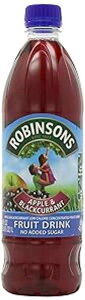 Robinsons Robinson's Fruit Drink, Apple & Blackcurrant, No Added Sugar, 1 Liter Plastic Bottles (Pack of 12)