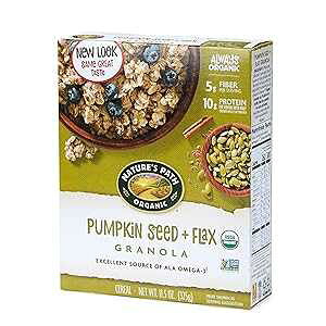 Nature's Path Organic Pumpkin Seed and Flax Granola, 11.5 Ounce, Non-GMO, Heart Healthy, High Fiber, 6g Plant Based Protein