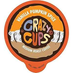 Crazy Cups Flavored Coffee Pods, Vanilla Pumpkin Spice Coffee, Recyclable Medium Roast Single Serve Coffee for Keurig K Cups Machines, Brew Hot or As Iced Coffee, 80 Count