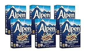 Alpen ミューズリーシリアル、砂糖無添加、14 オンス (6 個パック) Three Sisters Alpen Muesli Cereal, No Sugar Added, 14 Ounce (Pack of 6)