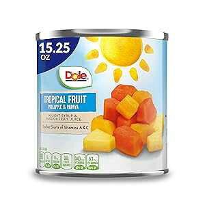 Dole Canned Mixed Tropical Fruit (Pineapple & Papaya) in Light Syrup & Passion Fruit Juice, 15.25 Oz