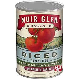 Muir Glen Organic Diced San Marzano Style Canned Tomatoes with Basil and Garlic, 14.5 oz. General Mills Muir Glen Organic Diced San Marzano Style Canned Tomatoes with Basil and Garlic, 14.5 oz.
