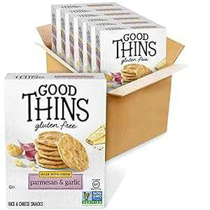 Good Thins pU & K[bN CX & `[Y XibN Oe t[ NbJ[A6 ` 3.5 IX̔ Good Thins Parmesan & Garlic Rice & Cheese Snacks Gluten Free Crackers, 6 - 3.5 oz Boxes