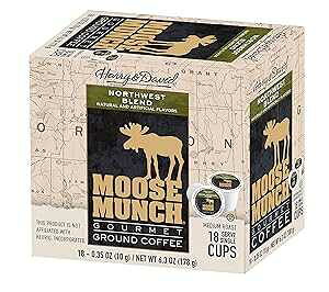 n[ƃfrbh m[XEFXg uh [X}` O R[q[ 18 VOT[u Jbv Harry & David Harry and David Northwest Blend Moose Munch Gourmet Coffee 18 single serve cups