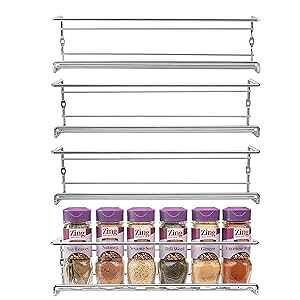 Mindspace Spice Rack Wall Mount, Pantry Cabinet Door Organizer - Set of 4 Hanging Spice & Seasoning Racks Kitchen Storage Organizer The Wire Collection, Chrome