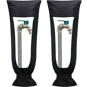 Frienda O֌Jo[ 2 pbN ~Op O֌veN^[ h֌ی C 25 x 10 C` (ubN) Frienda 2 Packs Outdoor Faucet Covers for Winter Outside Long Faucet Protector Waterproof Faucet Freez