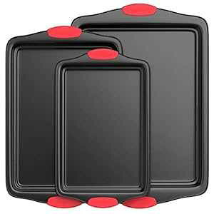 Nutrichef �q�[�g���b�h�V���R���n���h���t���A�I�[�u���Ή��A3�_�Z�b�g Nutrichef w/Heat Red Silicone Handles, Oven Safe, 3 Piece Set
