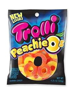 TrolliAPeachie O'SA4.25 IX obO (6 pbN) Trolli, Peachie O'S, 4.25oz Bag (Pack of 6)