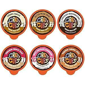 Crazy Cups t[o[~fBA[Xgzbg܂̓ACXR[q[AL[O K Jbvu[p̂܂܂ȃTCN\ȃ|bhA24  Crazy Cups Flavored Medium Roast Hot or Iced Coffee, Varie