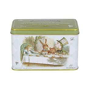 New English Teas Alice In Wonderland Tea Tin with 40 English Afternoon Teabags, Mad Hatter Tea Party