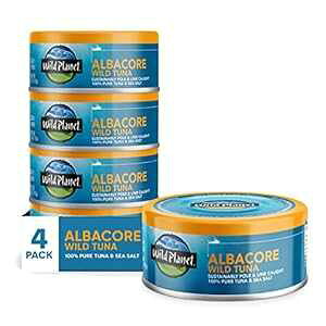 Wild Planet Albacore Ch}OACA}OʋlA\ȓVRlA{ނA5IX(4pbN) Wild Planet Albacore Wild Tuna, Sea Salt, Canned Tuna, Sustainably Wild-Caught, Pole & Line, 5 Ounce(Pack of 4)