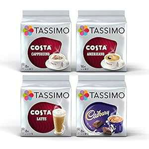 ^bV RX^ Jv`[m//e/AJ[m/Lho[ X 4 pbN Zbg = 40 hN Tassimo Costa Cappuccino//Latte/Americano/Cadbury X 4 Packs Set = 40 Drinks