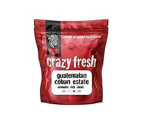 CRAZY FRESH COFFEE Crazy Fresh Whole Bean Coffee, Guatemalan Coban Estate Medium Dark Roast, 2 lbs, Perfecting Coffee Since 1911, Whole Beans Roasted in Small Batches, Delivered Fresh