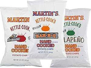 Martin's Kettle-Cook'd IWiAo[xL[ & ny[j |eg`bvX oGeB 3 pbN- 8.5 IX obO Martins Potato Chips Martin's Kettle-Cook'd Original, BBQ & Jalapeno Potato Chips Variety 3-Pack- 8.