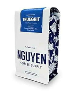 Truegrit ピーベリー ロブスタ粉挽きコーヒー豆 12オンス、ベトナム フェアトレード オーガニック シングルオリジン NGUYEN COFFEE SUPPLY Truegrit Peaberry Robusta Ground Coffee Bean 12oz, Vietnamese Fair Trade Organic