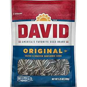 DAVID Seeds Original, DAVID Roasted and Salted Original Sunflower Seeds, 5.25 oz, 12 Pack