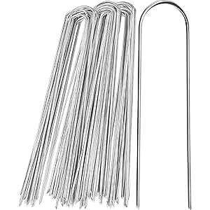 GROWNEER 50 Packs 12 Inches Heavy Duty 11 Gauge Galvanized Steel Garden Stakes U-Shaped Staples Securing Pegs for Securing Weed Fabric Landscape Fabric Netting Ground Sheets and Fleece