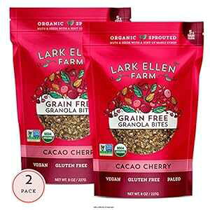 [N G t@[ OCt[ pI Om[ oCc FI[KjbN (JJI `F[) (8 IX (2 pbN)) Lark Ellen Farm Grain Free Paleo Granola Bites Certified Organic (Cacao Cherry) (8 oz (