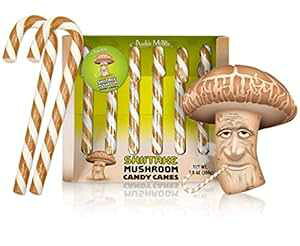 A[`[E}NtB[  LfBPC Mtg{bNX ʔt[o[LmR 6 Archie McPhee Shitake Candy Canes Gift Box of Funny Flavored mushroom, 6 Count
