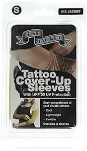Tat Jacket Tatjacket Tattoo Cover Up Concealer Sleeve, 2-PACK,Upper Arm or Calf coverage (IKE Tan), UPF 50 Protection, Slip Free, for Men & Women (Unisex), TAN, SMALL