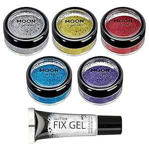 Classic Ultrafine Glitter Dust by Moon Glitter - 100% Cosmetic Glitter for Face, Body, Nails, Hair and Lips - 0.17oz - Set of 5