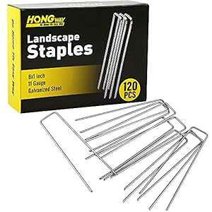 HonWay 120 6C` 11Q[W ϋv U^K[fXe[Ns bLiσXe[v iϕzn`[ǔŒp HongWay 120pcs 6" 11 Gauge Heavy-Duty U-Shaped Garden Stakes Pins Galvanized Landscape Stap