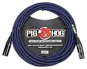 Pig Hog PHM20BBL ubN/u[ ҂ݍݍ\ XLR }CNP[uA20 tB[g Pig Hog PHM20BBL Black/Blue Woven High Performance XLR Microphone Cable, 20 Feet