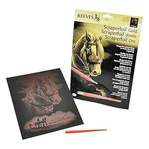 Reeves ゴールド スクレーパーフォイル キット、8 インチ x 10 インチ、馬の肖像画 Reeves Gold Scraperfoil Kit, 8-Inch by 10-Inch, Horse Portrait