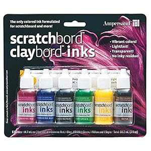 ApTh NC{[h/XNb`{[h CN 6 ZbgA}`A Ampersand Claybord/Scratchbord Ink Set Of 6, Multi,