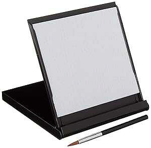 Mini Buddha Board Art Set: Water Drawing Writing Board w/ Mini Water Brush for Mindfulness & Meditation Zen Based Drawing Board - ting & Art Supplies Ideal Relaxation Gifts (5 x 5 , Black)