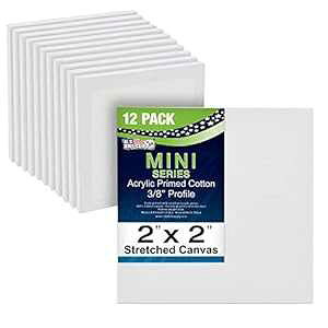 US Art Supply 2C` x 2C` ~jvtFbVihXgb`LoX (12~jLoX1pbN) U.S. Art Supply US Art Supply 2" x 2" Mini Professional Primed Stretched Canvas (1 Pack of 12-Mini Canvases)