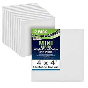 US Art Supply 4C` x 4C` ~jvtFbVihXgb`LoX (12~jLoX1pbN) U.S. Art Supply US Art Supply 4" x 4" Mini Professional Primed Stretched Canvas (1-Pack of 12-Mini Canvases)