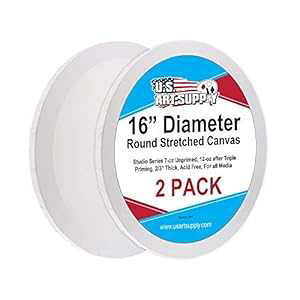 US Art Supply a 16 C` Eh 12 IX hWFb\ vi _Xgb`LoX (2 pbN) US Art Supply U.S. Art Supply 16 Inch Diameter Round 12 Ounce Primed Gesso Professional Quality Acid-Free S