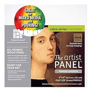 Ampersand A[eBXg pl h芊炩ȕ\ʁAyCgA݁AfBApA[ 3/8 C`A4x4 C` (PWP9M0404) Ampersand Artist Panel Primed Smooth Surface for ting, Pouring and Mixed-Media, 3/8 