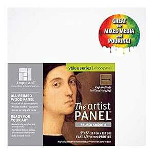 Ampersand A[eBXg pl h芊炩ȕ\ʁAyCgA݁AfBApA[ 3/8 C`A5x5 C` (PWP9M0505) Ampersand Artist Panel Primed Smooth Surface for ting, Pouring and Mixed-Media, 3/8 