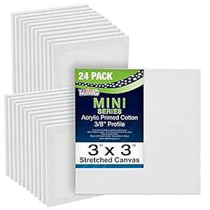 US Art Supply 3C` x 3C` ~jvtFbVihXgb`LoX (24~jLoX1pbN) US Art Supply 3" x 3" Mini Professional Primed Stretched Canvas (1-Pack of 24-Mini Canvases)