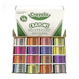 Crayola NXpbNlߍ킹AʏTCỸN 800 A16 ނ̐F (e 50 )AAAړIA[gc[ɍœK Crayola Classpack Assortment, 800 Regular Size Crayons, 16 Different Colors (50 Each)