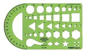 Alvin, TD1034, Plastic Green General Purpose Protractor Template, School or Drafting Use - 5.5" x 9.5" x .030"