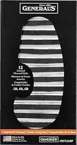 GENERAL'S - 95712ABP Generals General's Pencil Compressed Charcoal Assortment, Black, Pack of 12 - 1296501