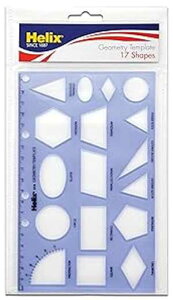 Maped Helix USA Helix - Geometry Shapes Plastic Drawing Template - 17 Shapes - Translucent & Flexible - 20cm Ruler - Smudge-Resistant - 4 7/8 Inch x 7 13/16 Inch