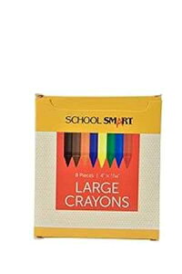 School Smart Crayons, Large Size, Assorted Colors, Set of 8