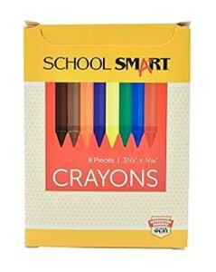 School Smart Classic Crayon Set with Tuck Box for Schools, Home, and More, Assorted Colors, Pack of 8