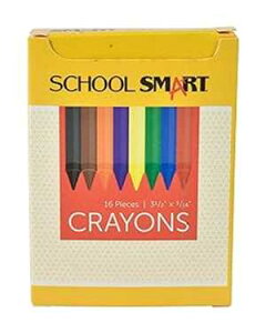 School Smart Classic Crayon Set with Tuck Box for Schools, Home, and More, Assorted Colors, Pack of 16
