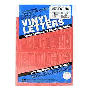 Duro Vinyl Letters, Complete Set Letters & Numbers, Gothic, No. 3215, 2 inch Red